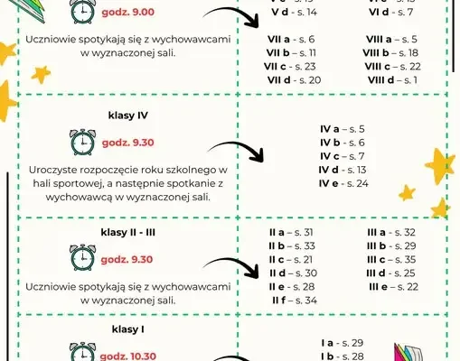 Harmonogram rozpoczęcia roku szkolnego 2026/2027 w SP4 Zambrów