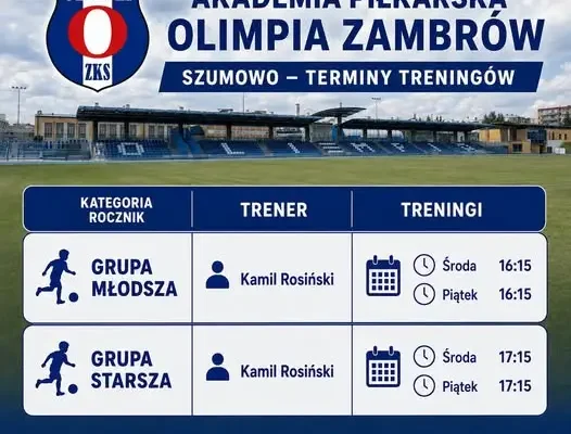 Akademia Piłkarska Olimpia Zambrów wznawia treningi w Szumowie