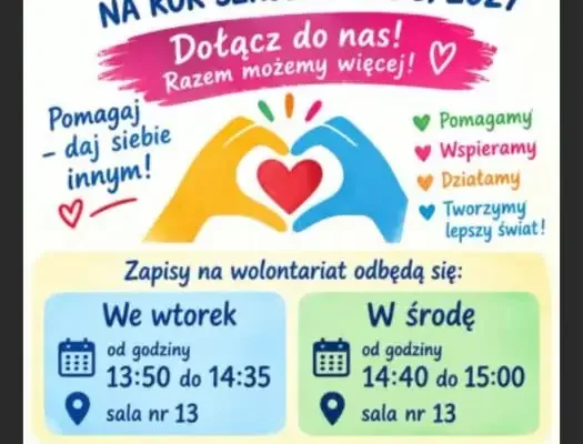 Rusza nabór do wolontariatu „Pomocna Piątka” – spotkanie organizacyjne już wkrótce