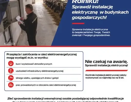 PGE Dystrybucja apeluje do rolników: sprawdź instalację elektryczną w gospodarstwie