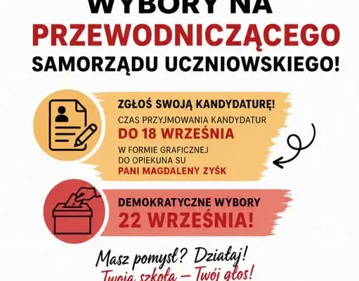 Wybory do Samorządu Uczniowskiego w Czerwoniaku – zgłoszenia do 18 września