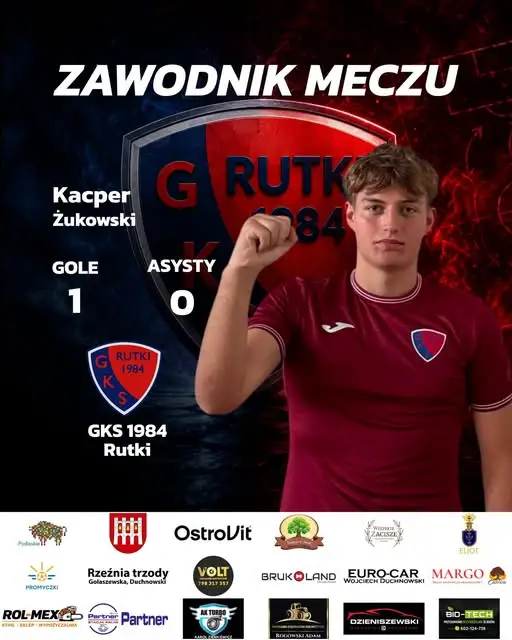 Kacper Żukowski bohaterem meczu – pierwszy gol w barwach GKS 1984 Rutki