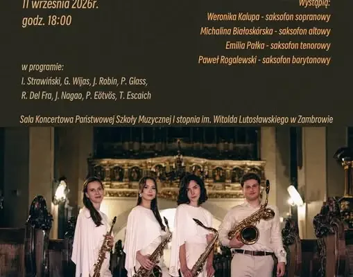 Koncert kwartetu saksofonowego SaxLooped w Zambrowie już 11 września