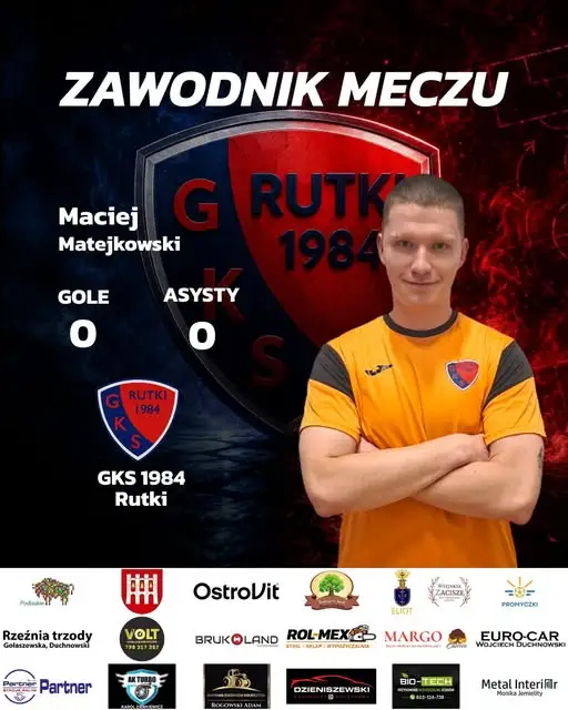 Maciej Matejkowski bohaterem GKS 1984 Rutki – czyste konto i kluczowa parada