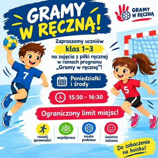 Zajęcia z piłki ręcznej dla najmłodszych w Szkole Podstawowej nr 4 w Zambrowie