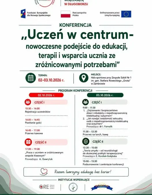 Konferencja „Uczeń w centrum” w Długoborzu – 2 i 3 października 2026
