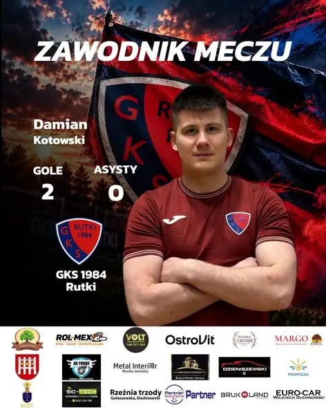 GKS 1984 Rutki rozgromił KS Klonowa Suwałki 9:0. Dwóch zawodników nagrodzonych tytułem MVP