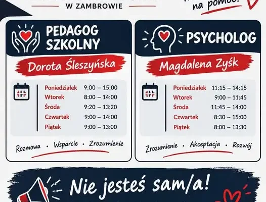 Wsparcie psychologiczne w Zespole Szkół nr 1 w Zambrowie – rozmowy o emocjach i bezpieczeństwie